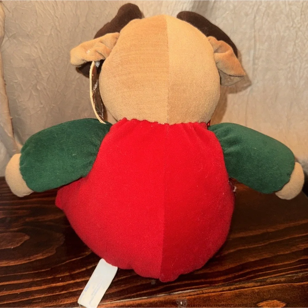 Vtg Baby Soft Expressions Moose Plush Velour Rattle Xmas Tree  13